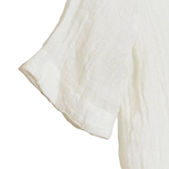 Sandro Paris Linen Cotton Blend White Top Blouse V-Neck Tie Sheer 4 Cottagecore - Picture 2 of 10